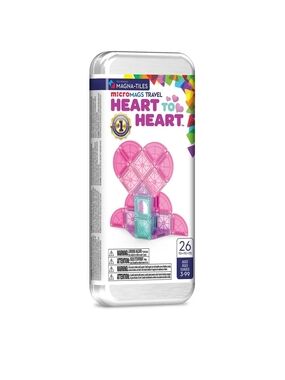 Magna-Tiles MicroMags Travel Heart to Heart - Pink & Teal Set